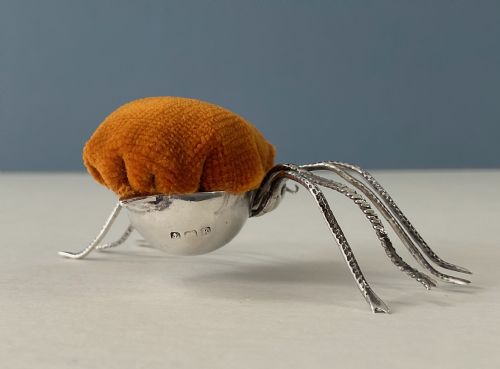 ANTIQUE SILVER SPIDER PIN CUSHION - ADDITIONAL PHOTO 5