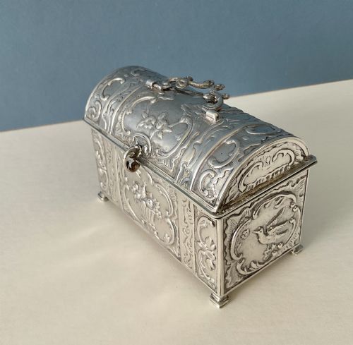 ANTIQUE SILVER MARRIAGE CASKET