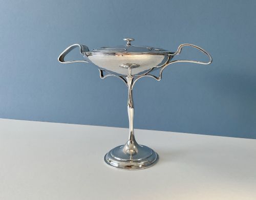 ANTIQUE SILVER ART NOUVEAU COVERED BOWL - ADDITIONAL PHOTO 1