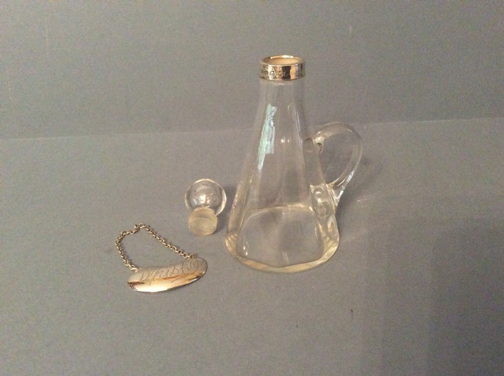 Antique Silver Whisky Noggin and Label View III