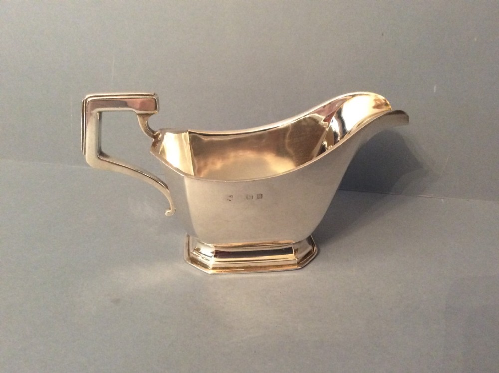 Antique Solid Silver Art Deco Sauce and Gravy Boat