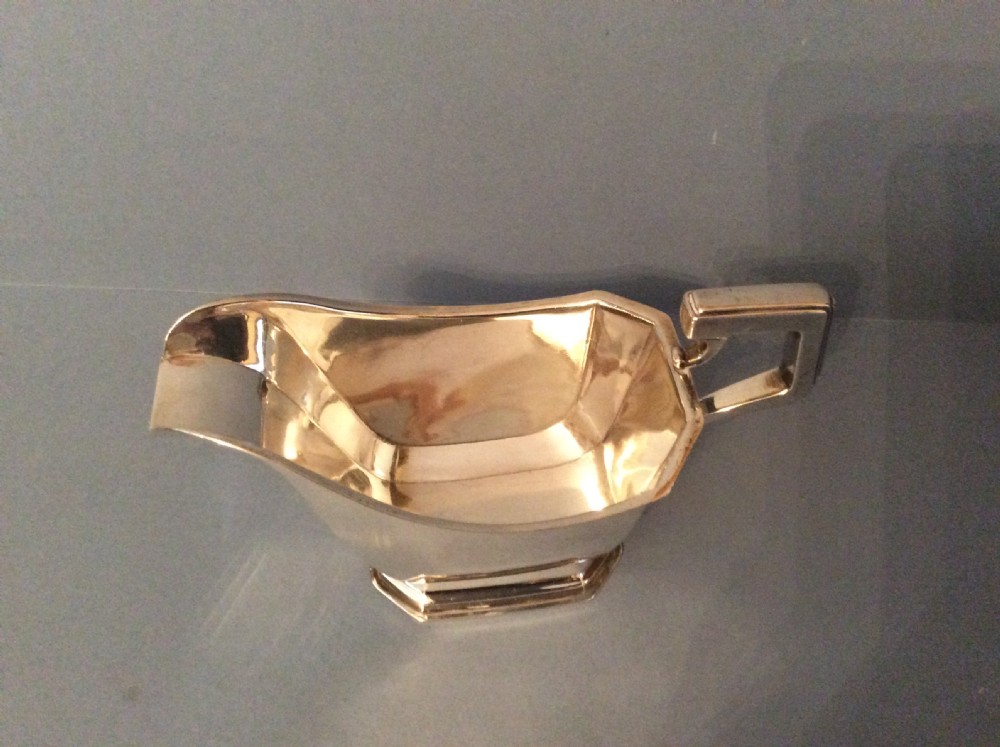 Antique Solid Silver Art Deco Sauce and Gravy Boat View II