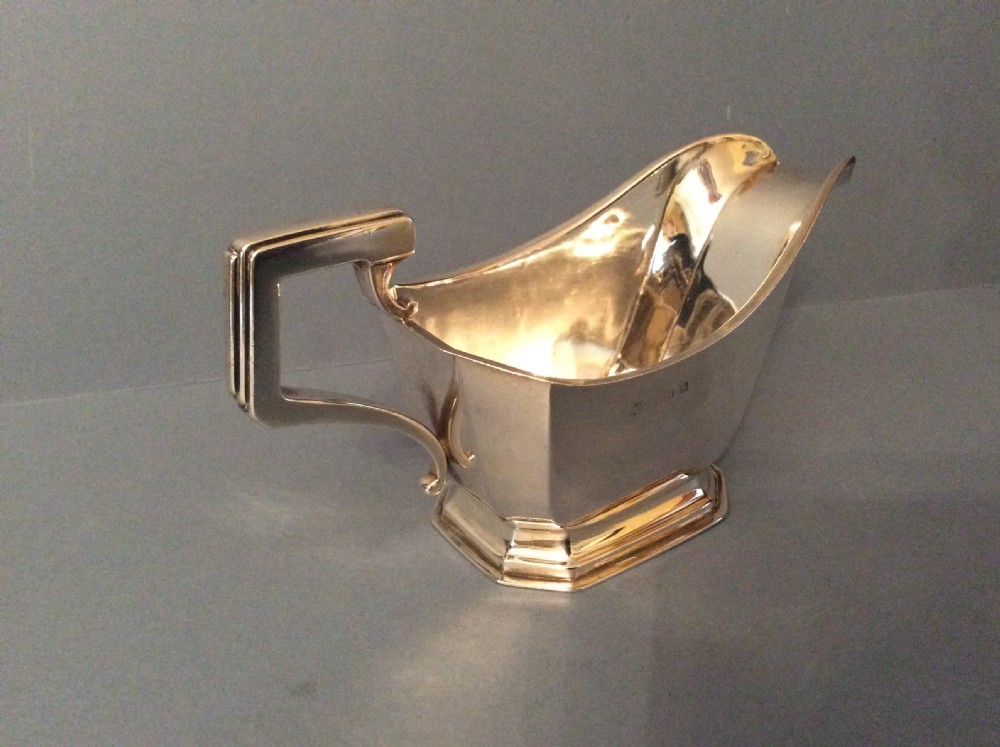 Antique Solid Silver Art Deco Sauce and Gravy Boat View IV