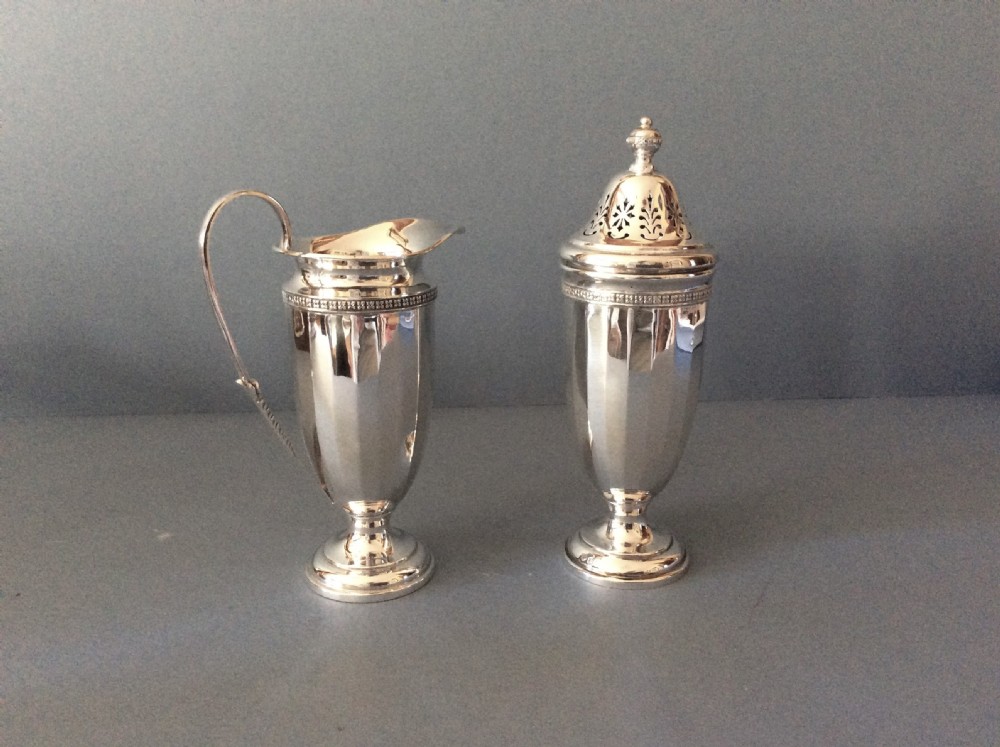 Elegant Antique Solid Silver Sugar & Cream Set View IV