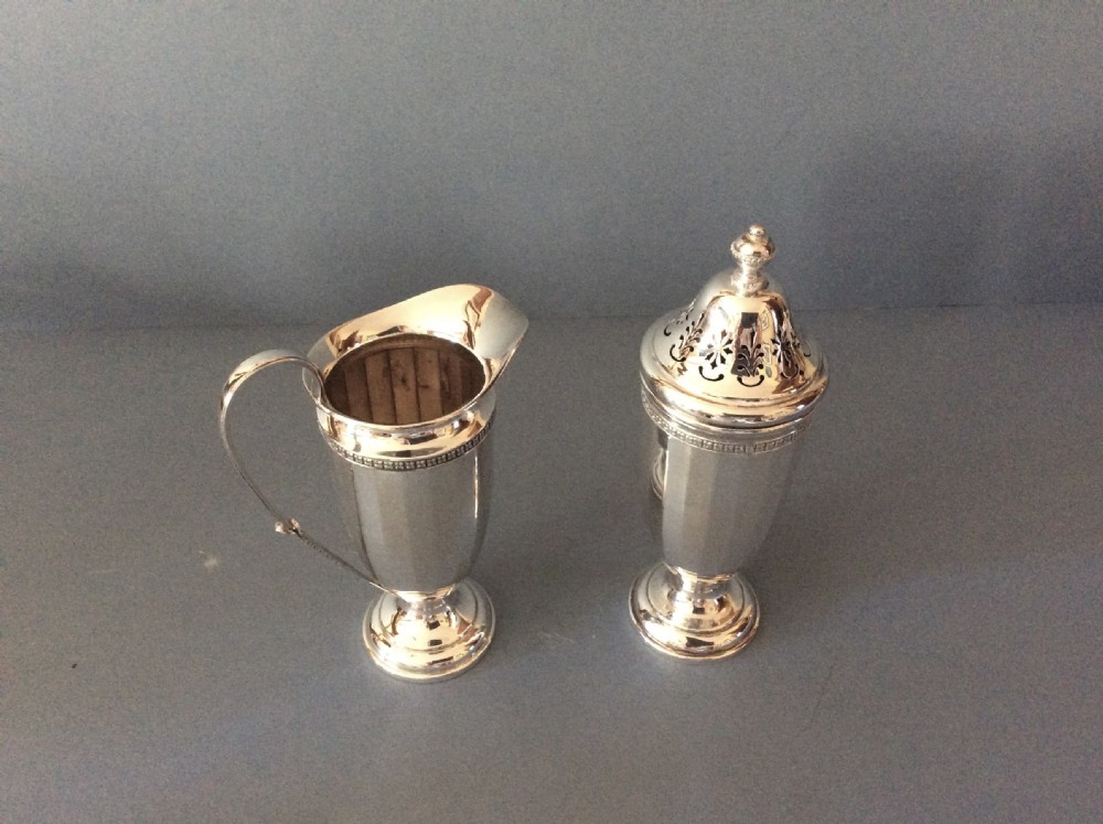 Elegant Antique Solid Silver Sugar & Cream Set View II