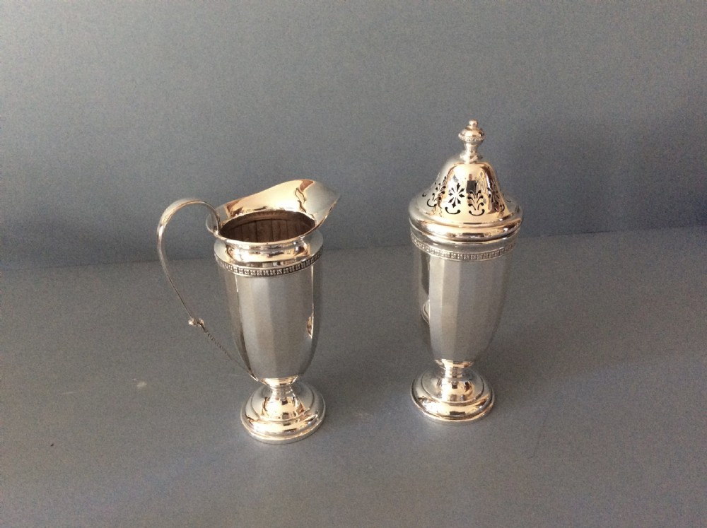 Elegant Antique Solid Silver Sugar & Cream Set View V