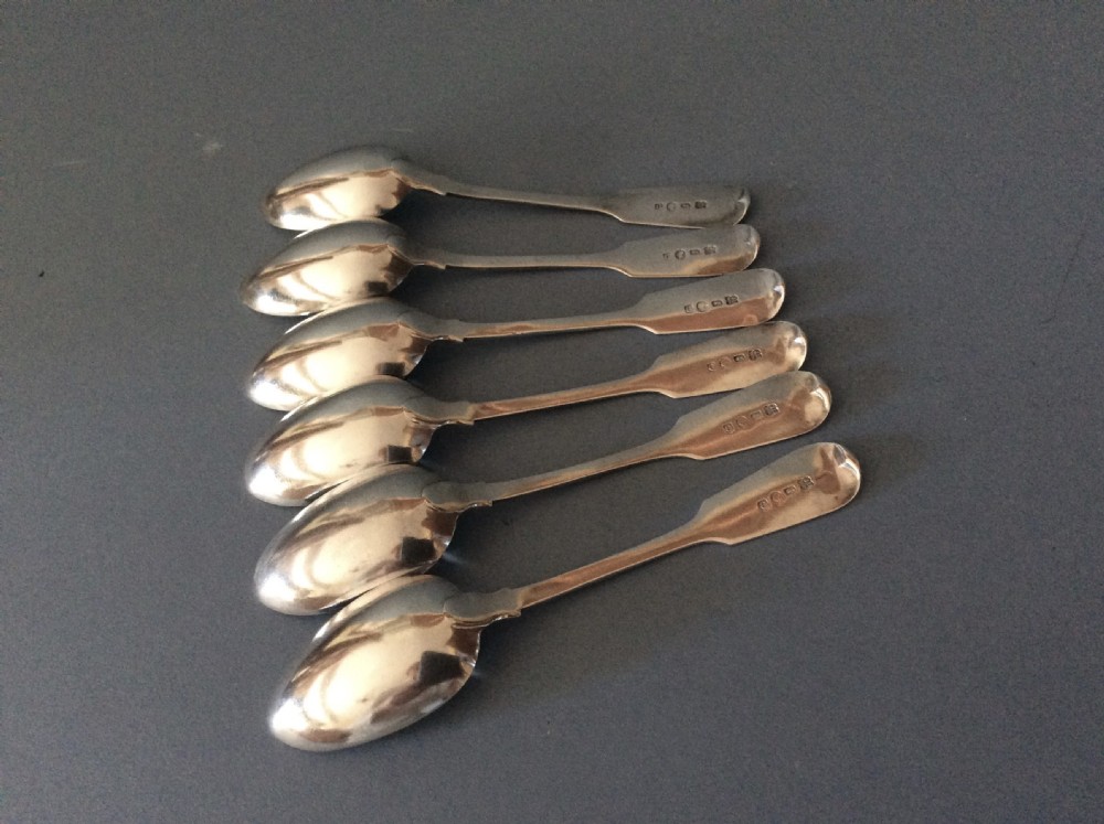 Set of Six Antique Victorian York Silver Teaspoons View III