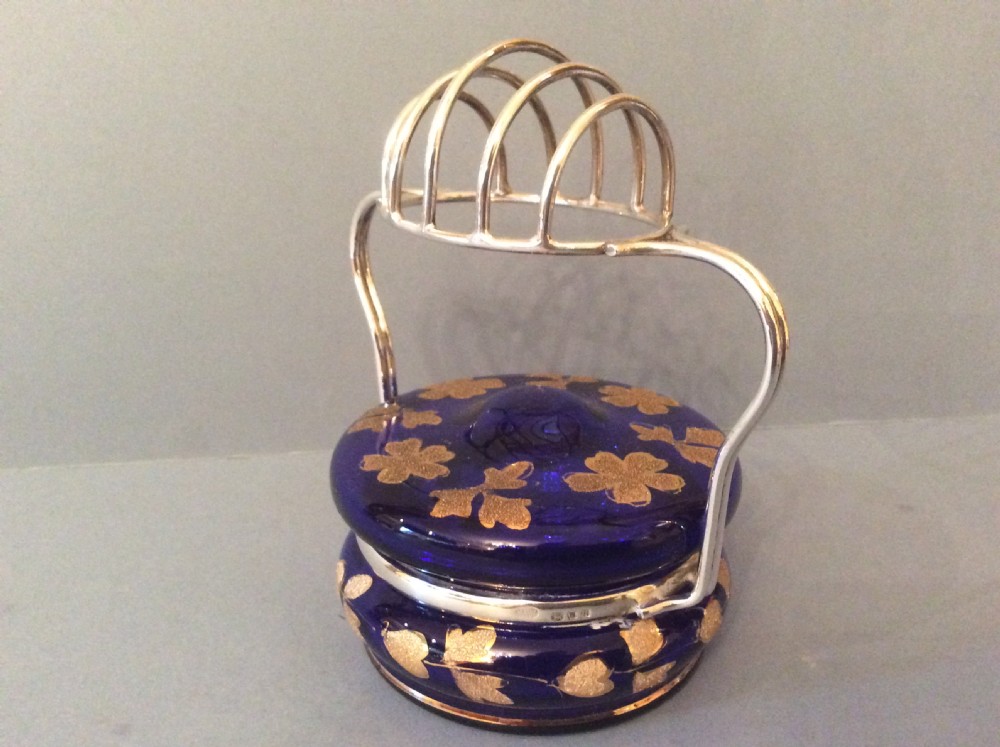 Antique Silver Toast Rack with Glass Marmalade Jar View II