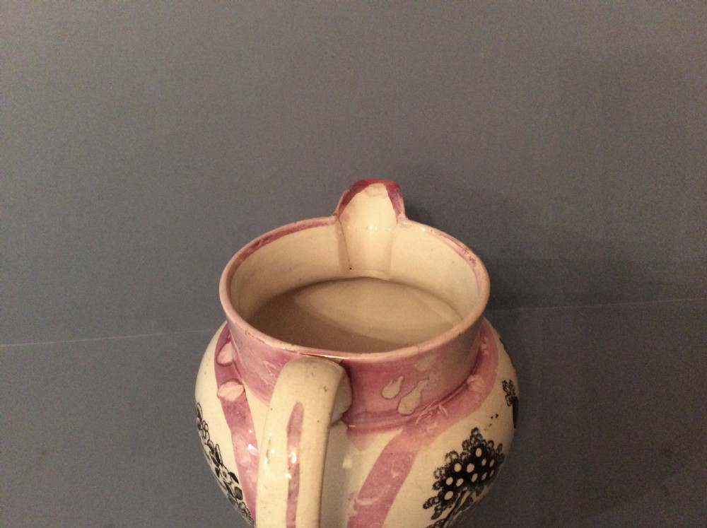 Antique 19th Century Sunderland Pink Lustre Jug View V