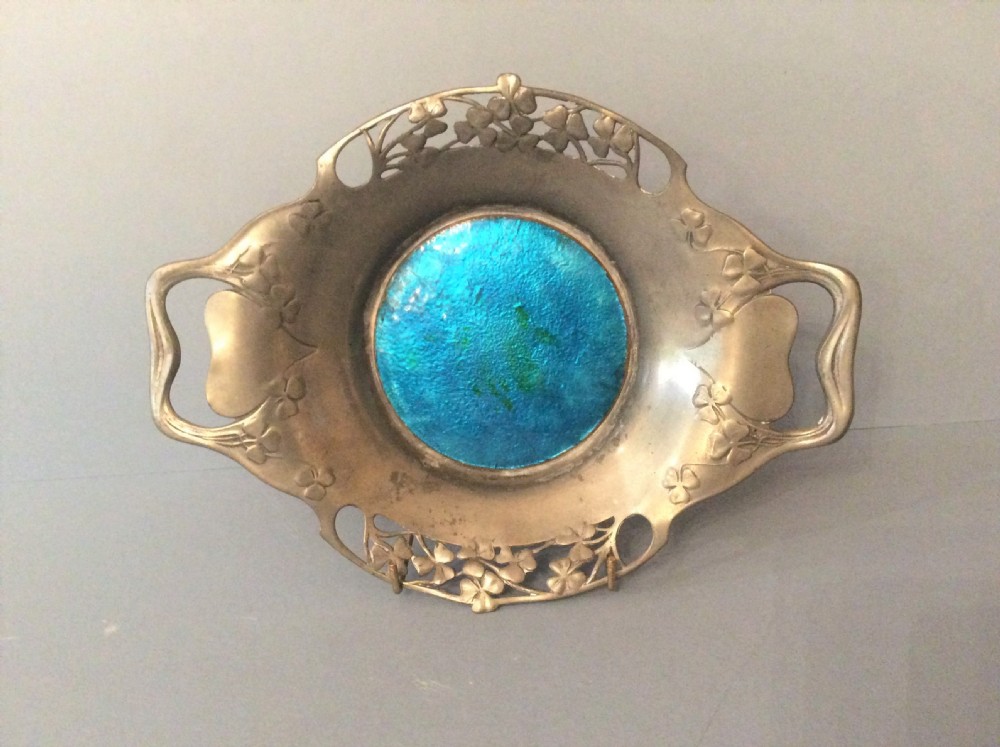 Antique Liberty / Archibald Knox Pewter and Enamel Dish