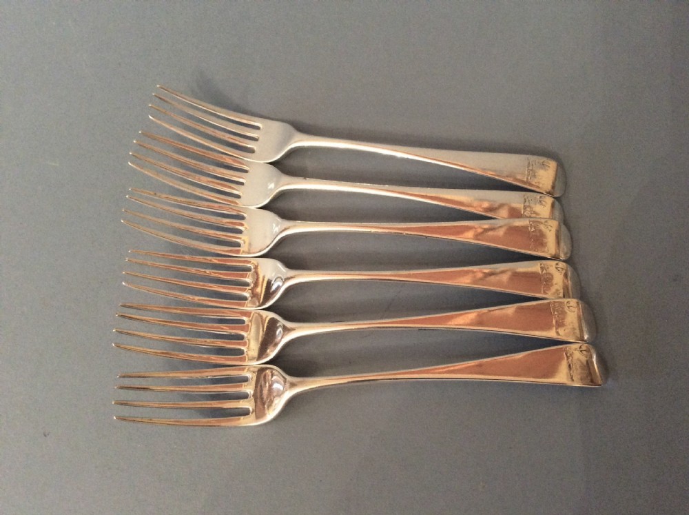 Six Antique Georgian Solid Silver Dinner Forks - Bateman View II