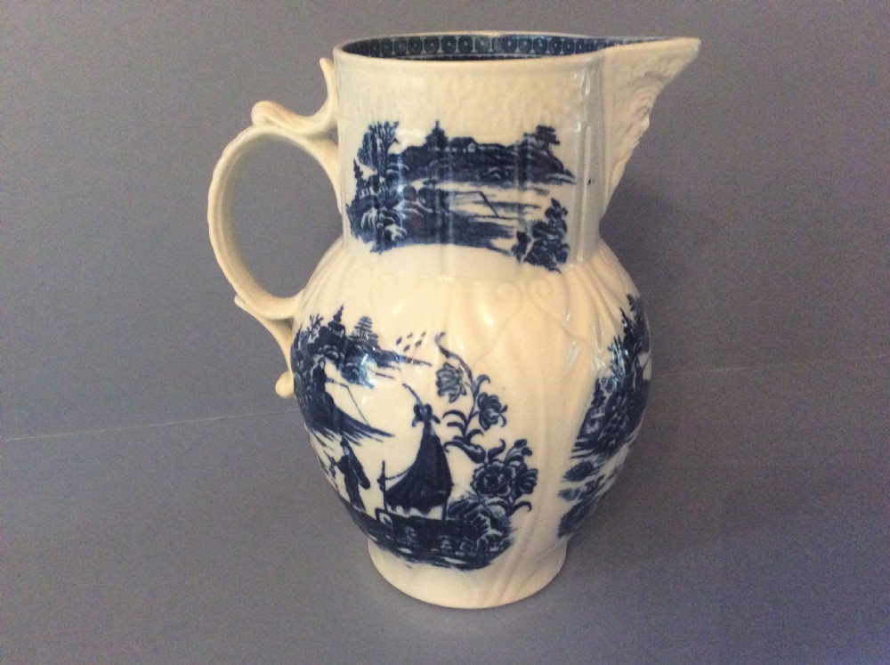 Antique 18th Century Caughley Leaf Mask Jug View VI