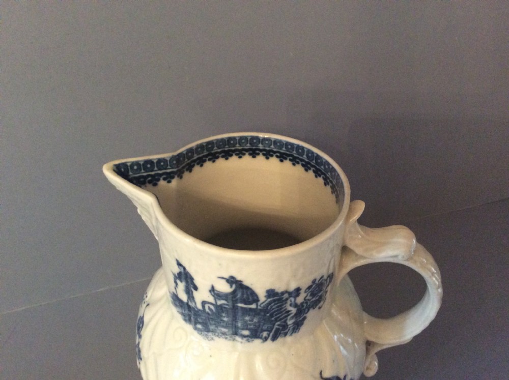 Antique 18th Century Caughley Leaf Mask Jug View IX