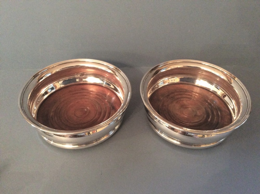 Pair of Solid Silver Wine / Bottle Coasters View II