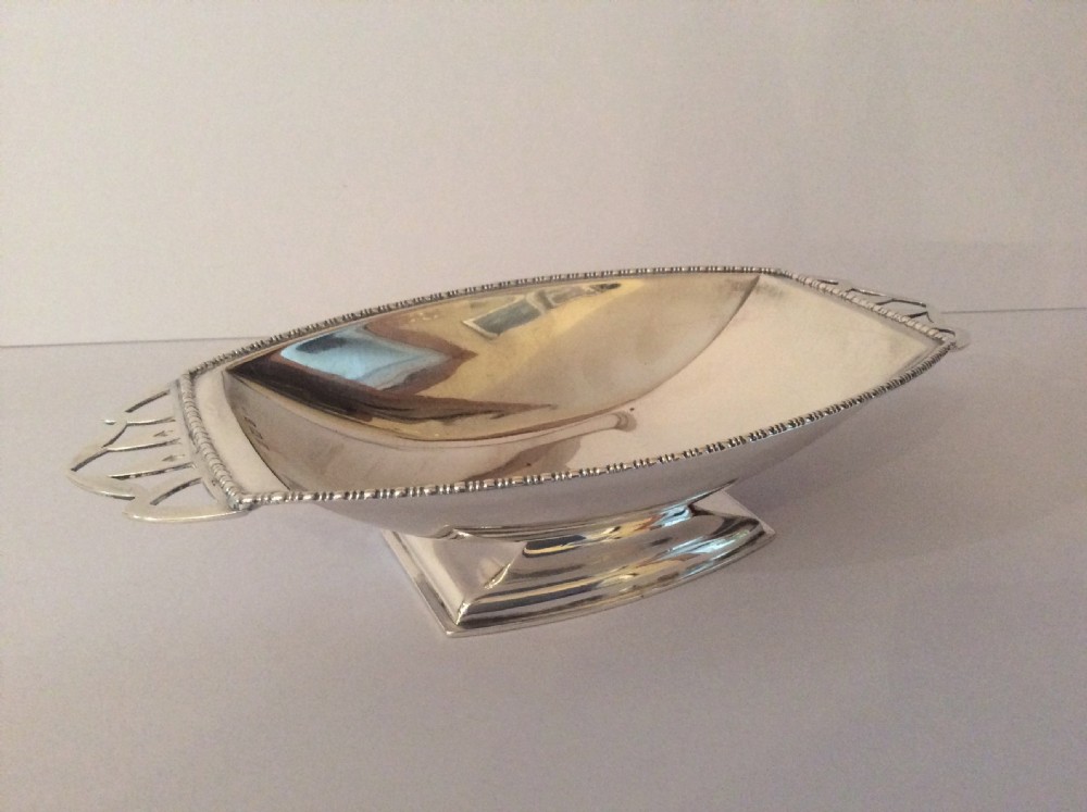 Antique Solid Silver Art Deco Pedestal Tray View IV