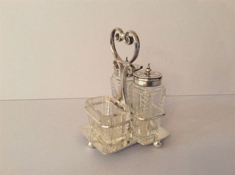 Antique Edwardian Solid Silver Cruet Set