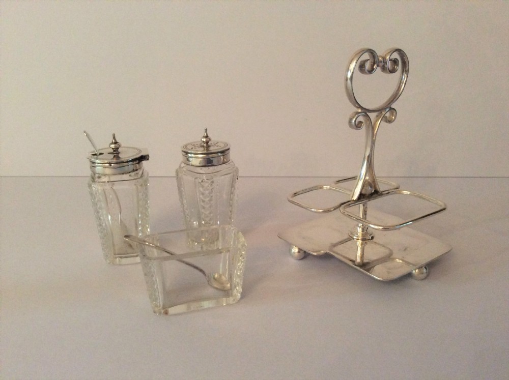 Antique Edwardian Solid Silver Cruet Set View IV