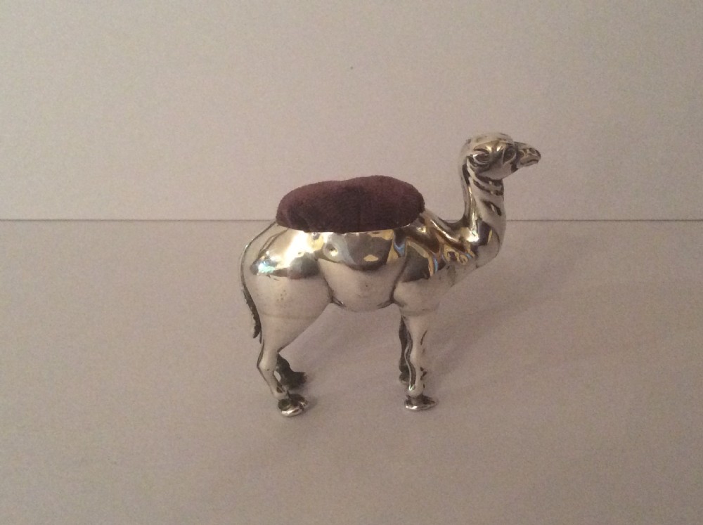 Antique Solid Silver Camel Pin Cushion View II