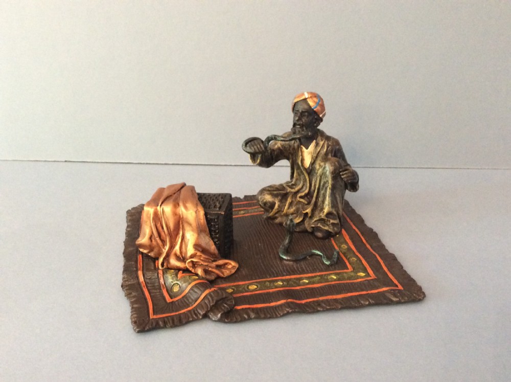 Antique Bergman Bronze Snake Charmer