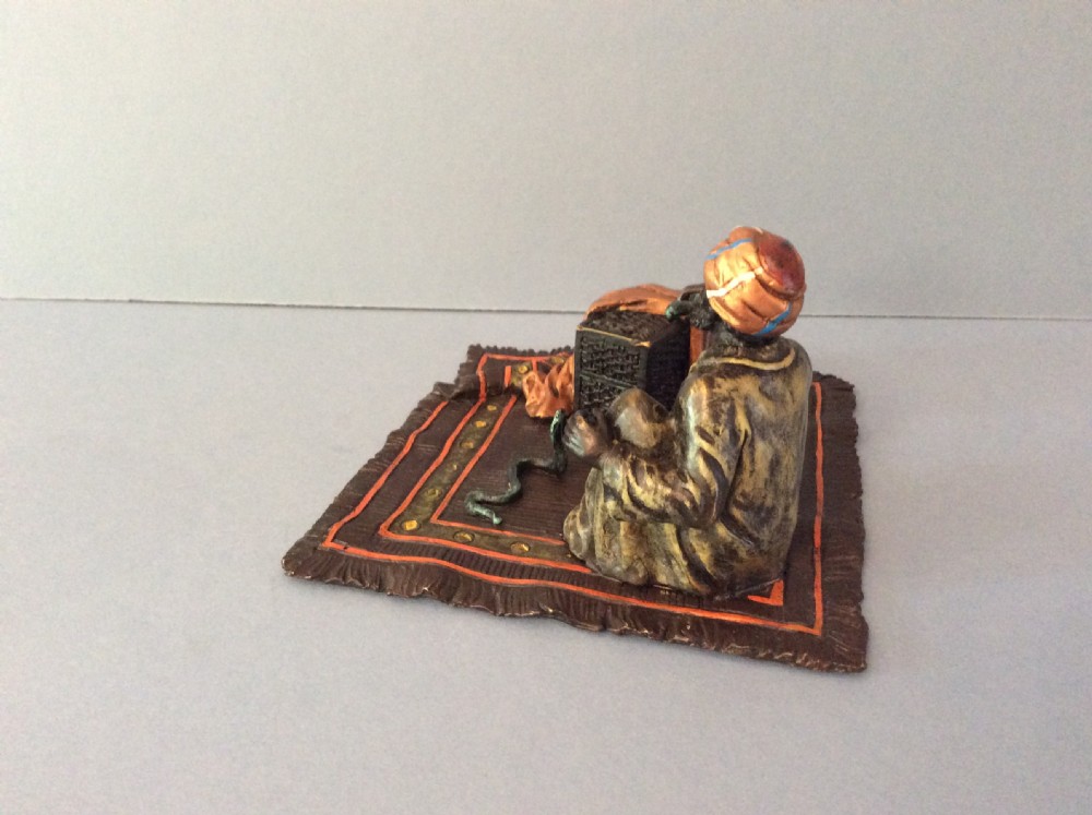 Antique Bergman Bronze Snake Charmer View II