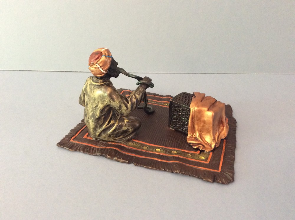 Antique Bergman Bronze Snake Charmer View III