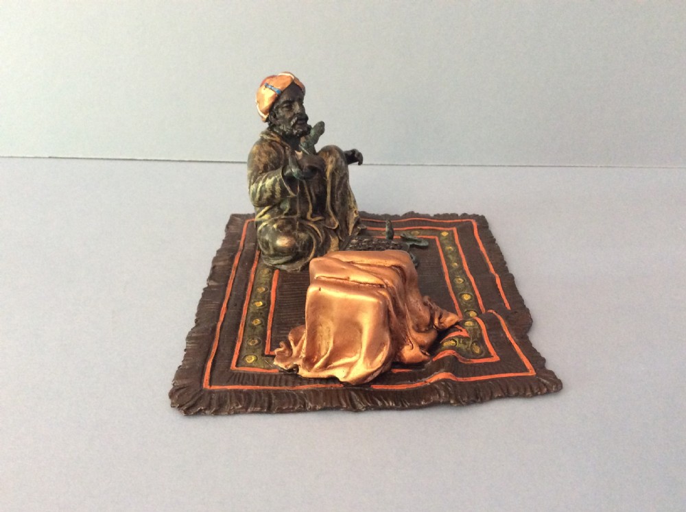 Antique Bergman Bronze Snake Charmer View IV