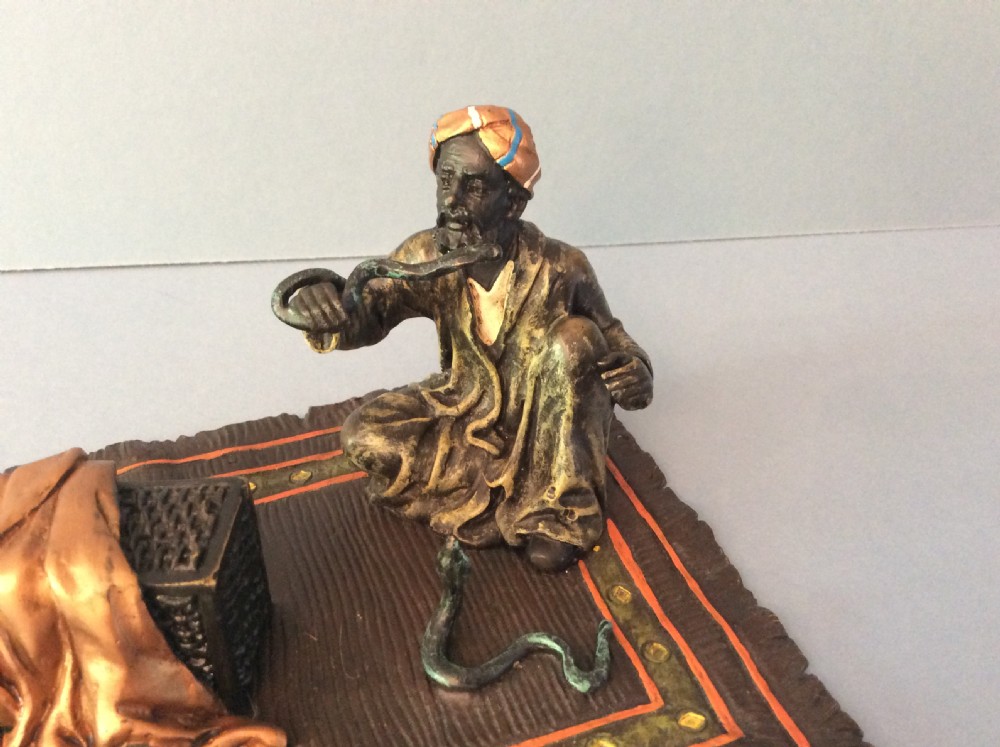 Antique Bergman Bronze Snake Charmer View V