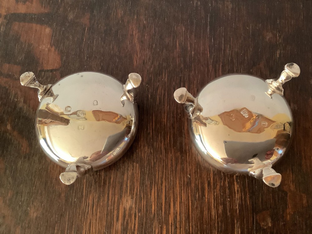 Pair of Antique Georgian Solid Silver Salts 1763 View II