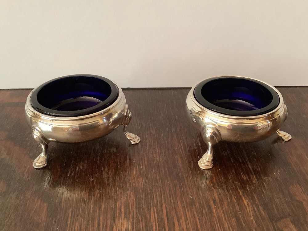 Pair of Antique Georgian Solid Silver Salts 1763 View VI