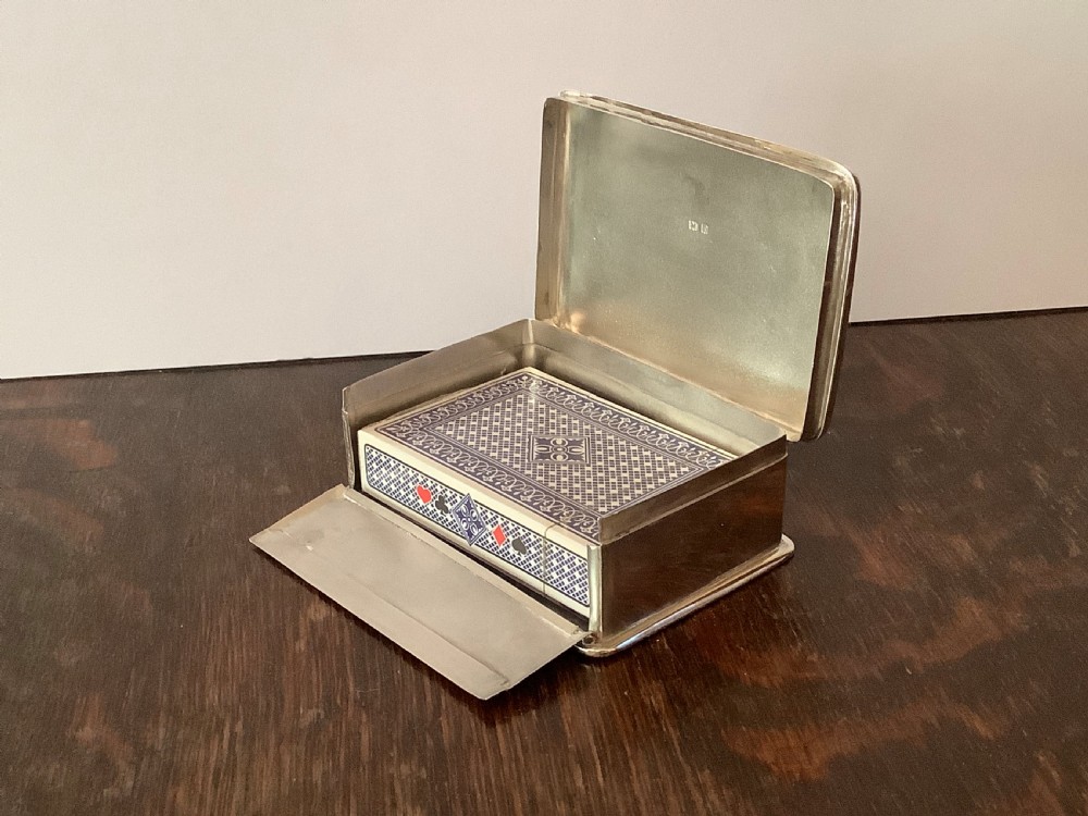 Unusual Antique Solid Silver Playing Card or Bible Box