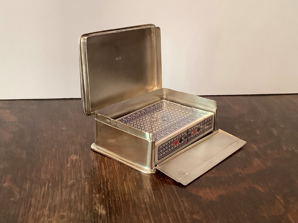 Unusual Antique Solid Silver Playing Card or Bible Box View VIII