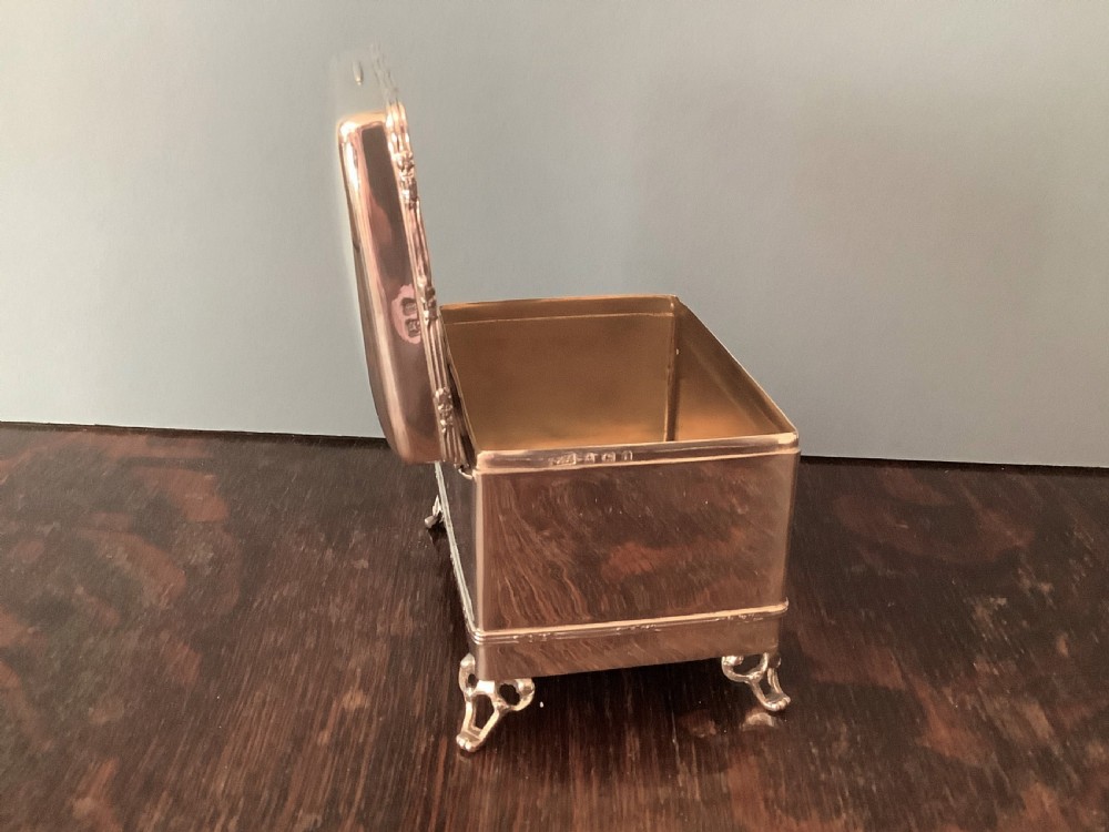 Antique Edwardian Solid Silver Jewellery Box or Casket View VI