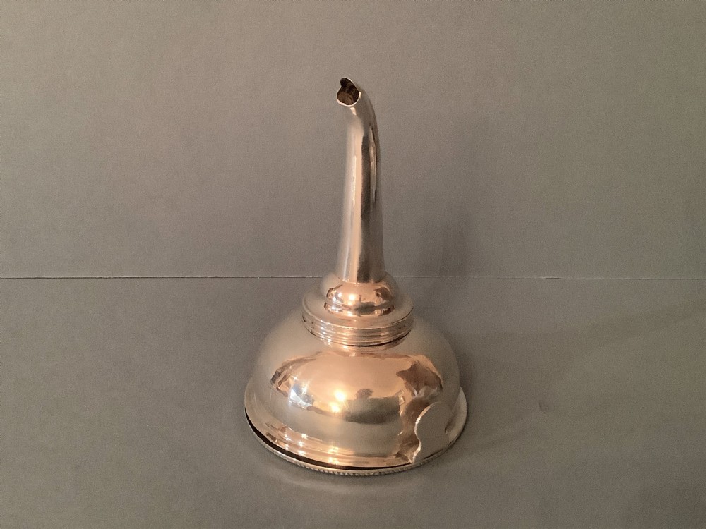 Antique Solid Silver Georgian 3-Part Wine Funnel and Stand View II