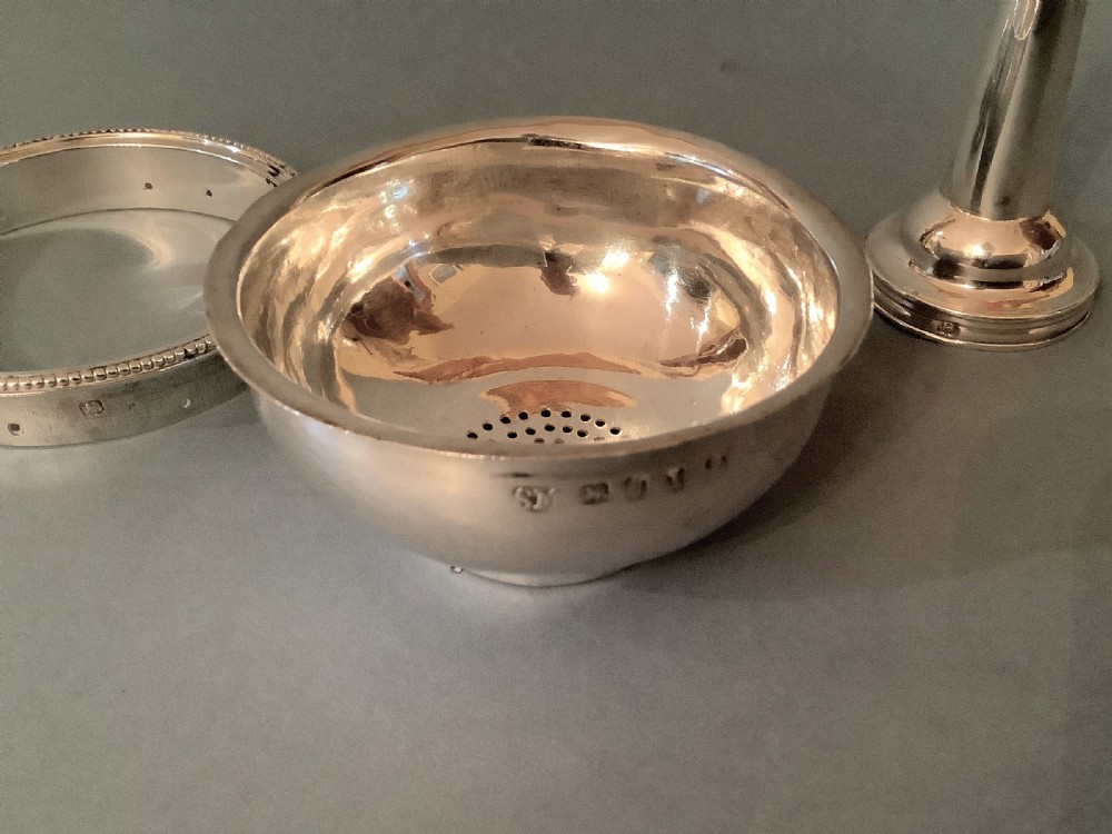 Antique Solid Silver Georgian 3-Part Wine Funnel and Stand View IV