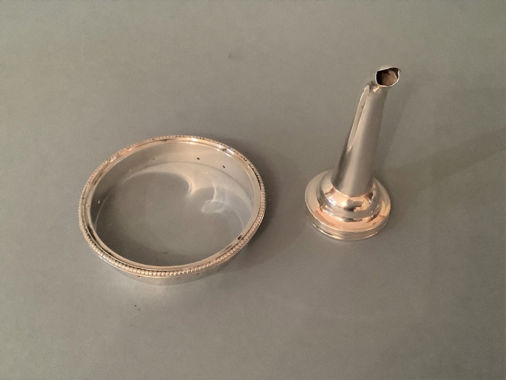 Antique Solid Silver Georgian 3-Part Wine Funnel and Stand View VI