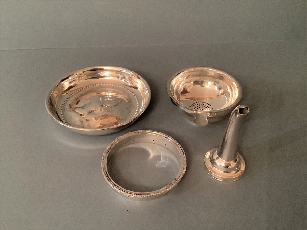 Antique Solid Silver Georgian 3-Part Wine Funnel and Stand View VII