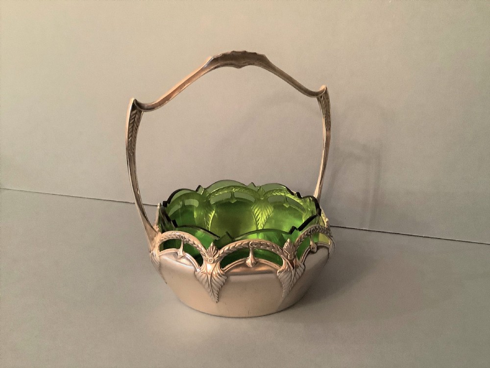 Antique WMF Art Nouveau Silver Plated Basket View V
