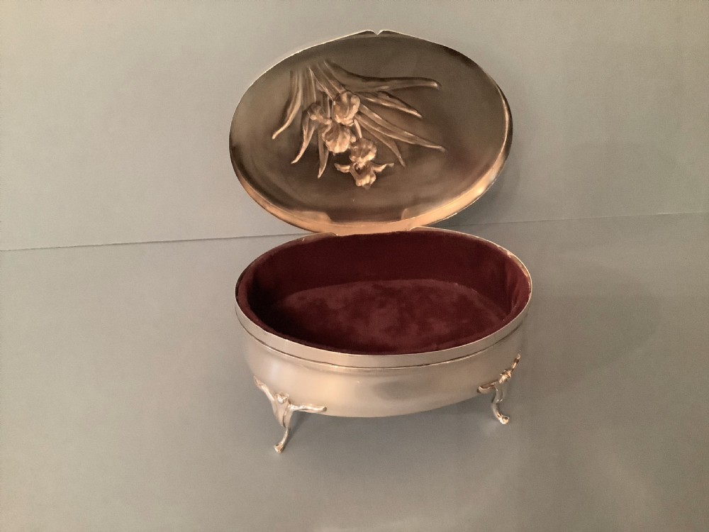 Antique Solid Silver Art Nouveau Jewellery Box View II