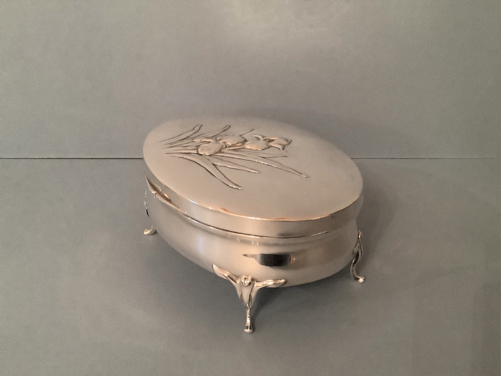 Antique Solid Silver Art Nouveau Jewellery Box View IV