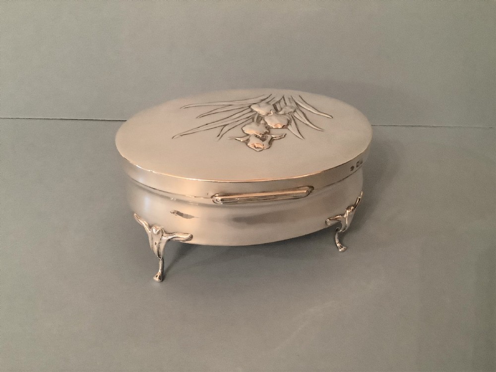 Antique Solid Silver Art Nouveau Jewellery Box View V