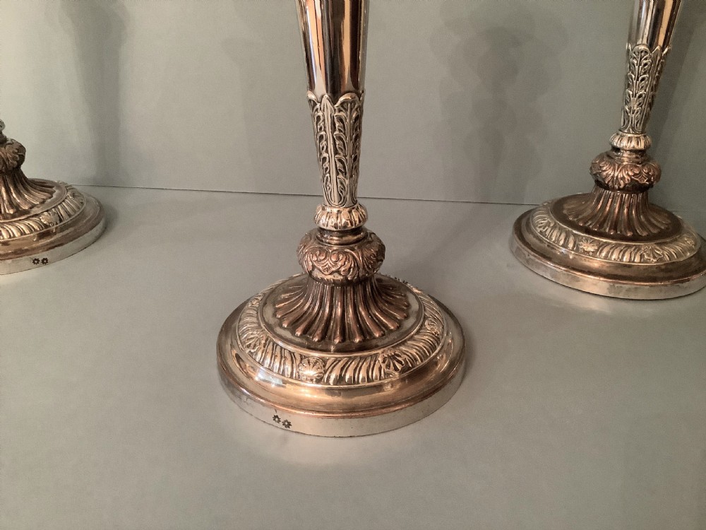 Set of 4 Old Sheffield Plate Boulton Candlesticks View IV