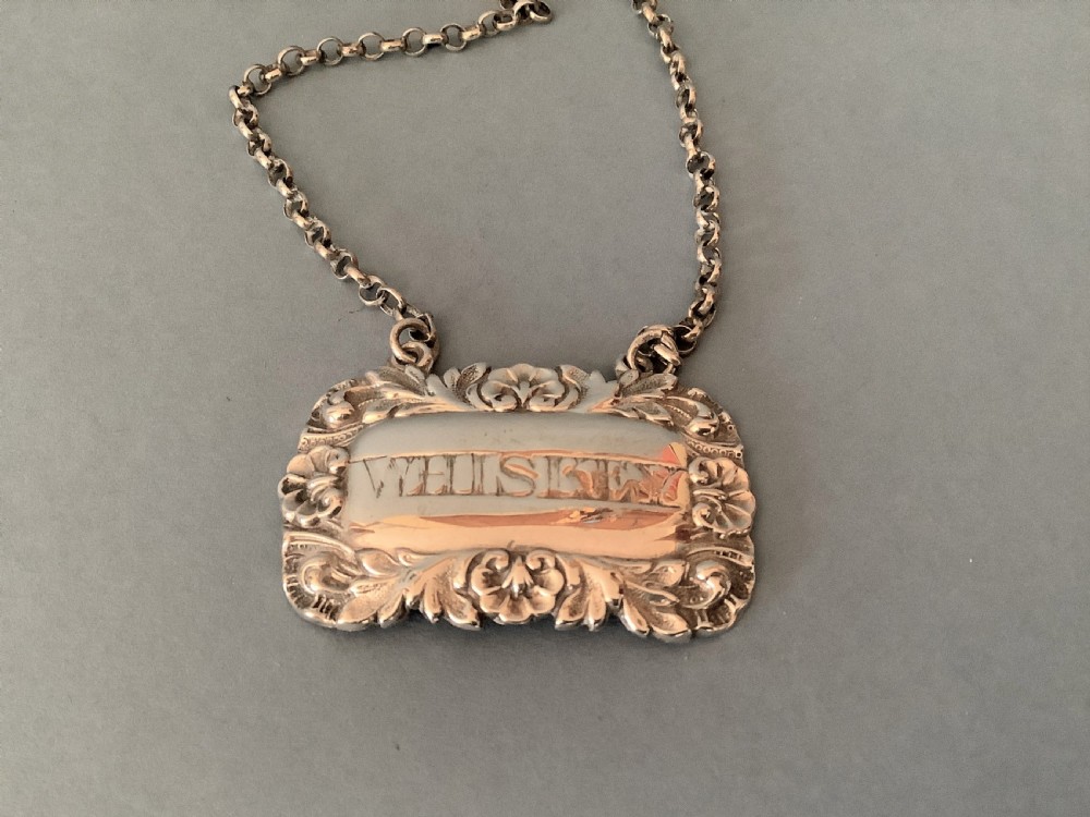 Antique Victorian Solid Silver Whiskey Label View III