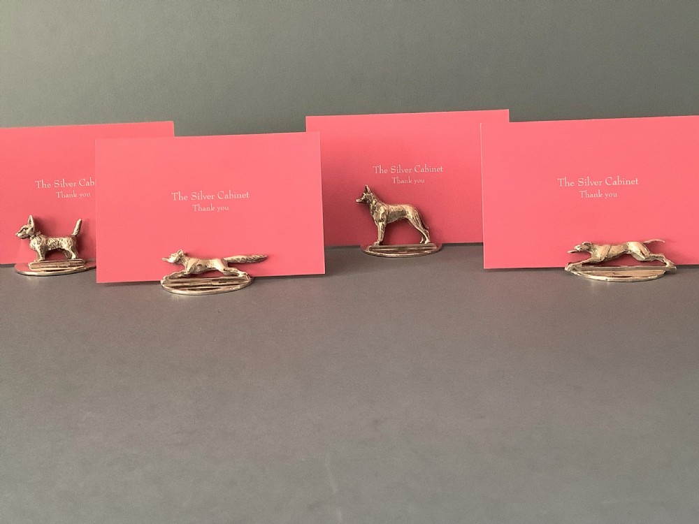 Antique Silver Menu Holders - Fox and Hounds View II