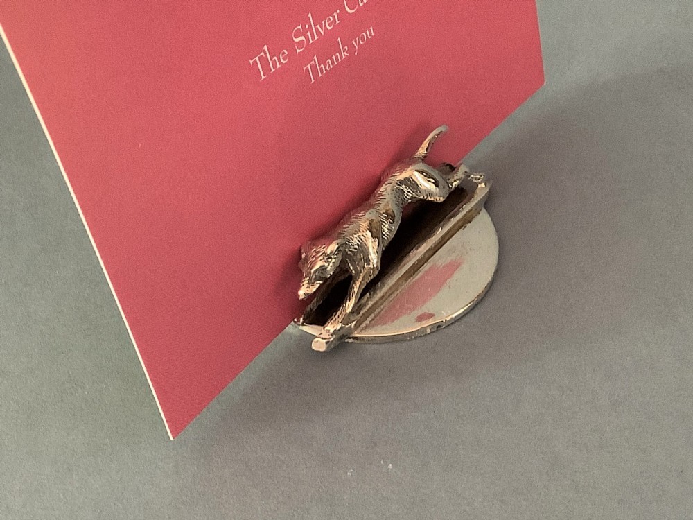 Antique Silver Menu Holders - Fox and Hounds View VI