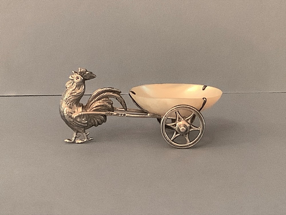 Novelty Edwardian Solid Silver Salt Cart View II