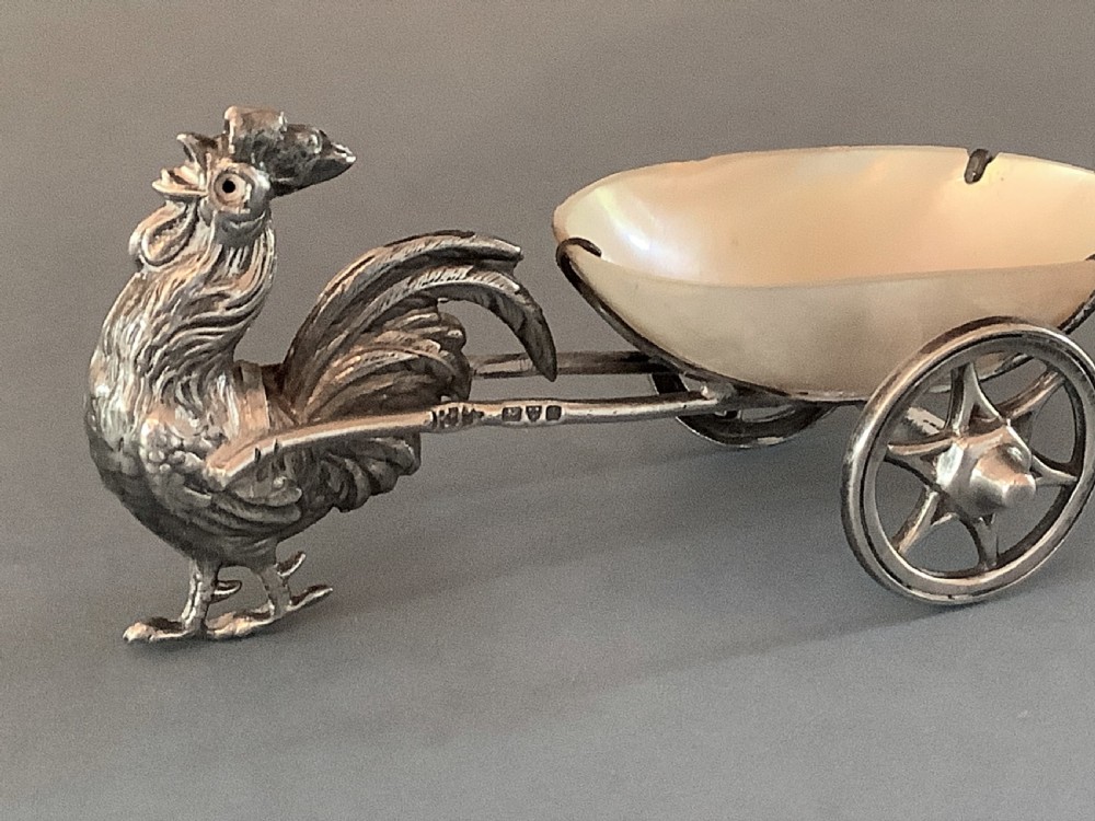 Novelty Edwardian Solid Silver Salt Cart View V