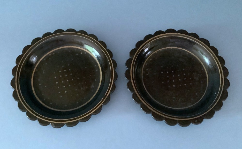 Pair of Georgian Papier Mache Wine Coasters