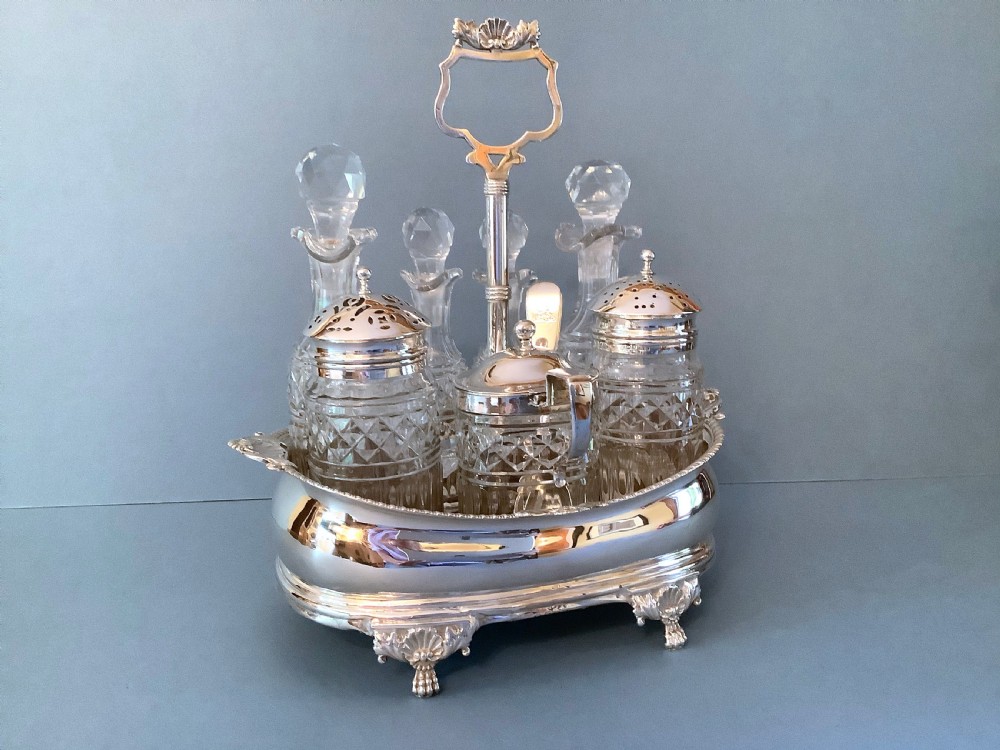 Antique Georgian Silver 7-Bottle Cruet 1813