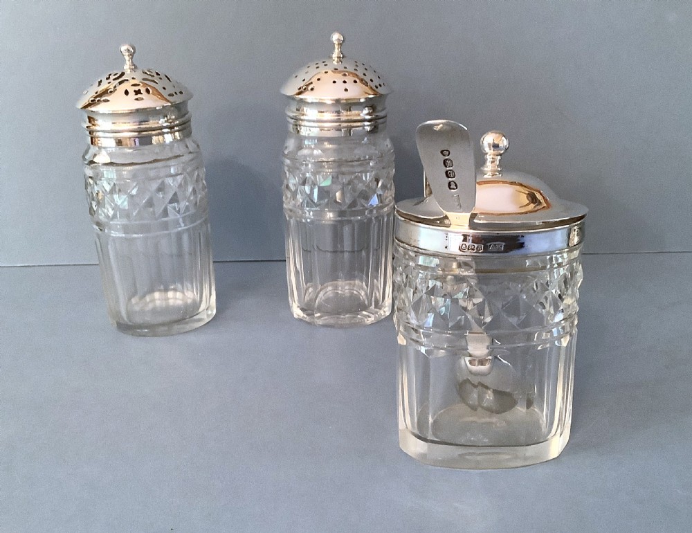 Antique Georgian Silver 7-Bottle Cruet 1813 View II
