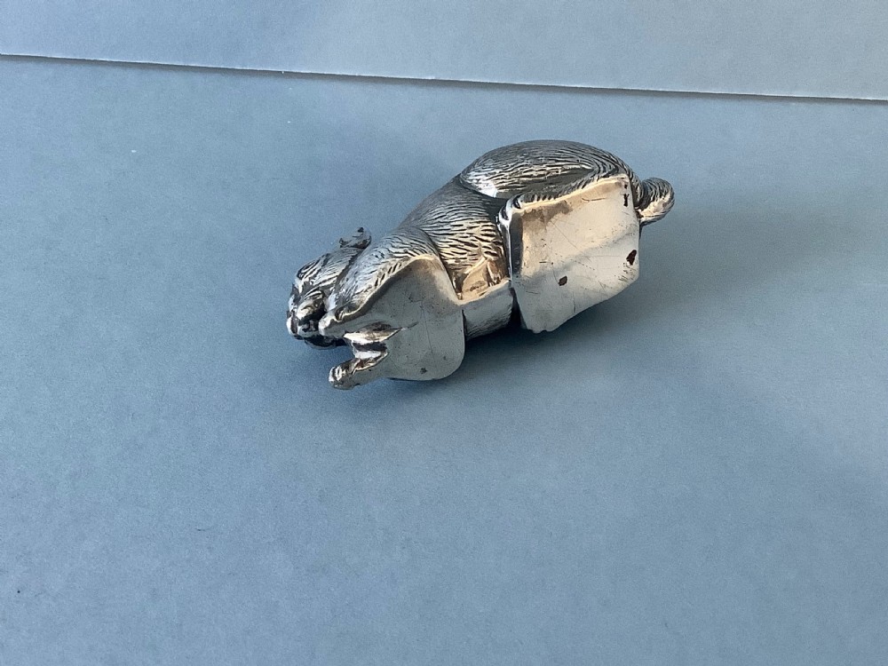 Antique Edwardian Silver Rabbit Pin Cushion View VI